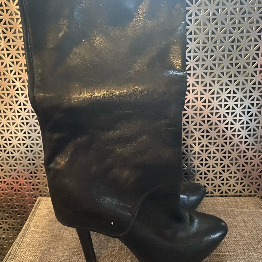 Knee high black Nine West boots - like shark boot size 10